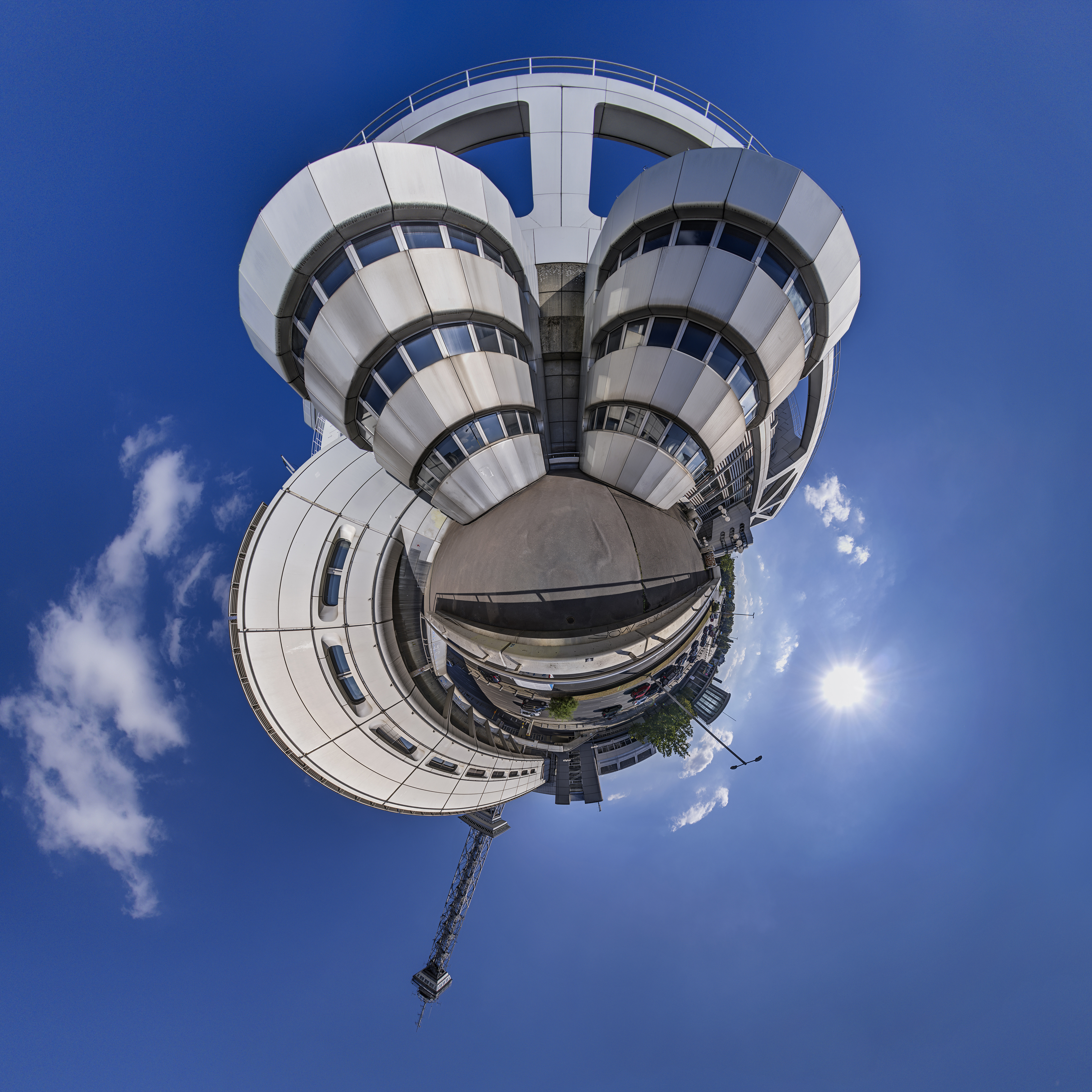 International Congress Center (ICC) und Funkturm in der Small Planet Darstellung,  Berlin, Deutschland